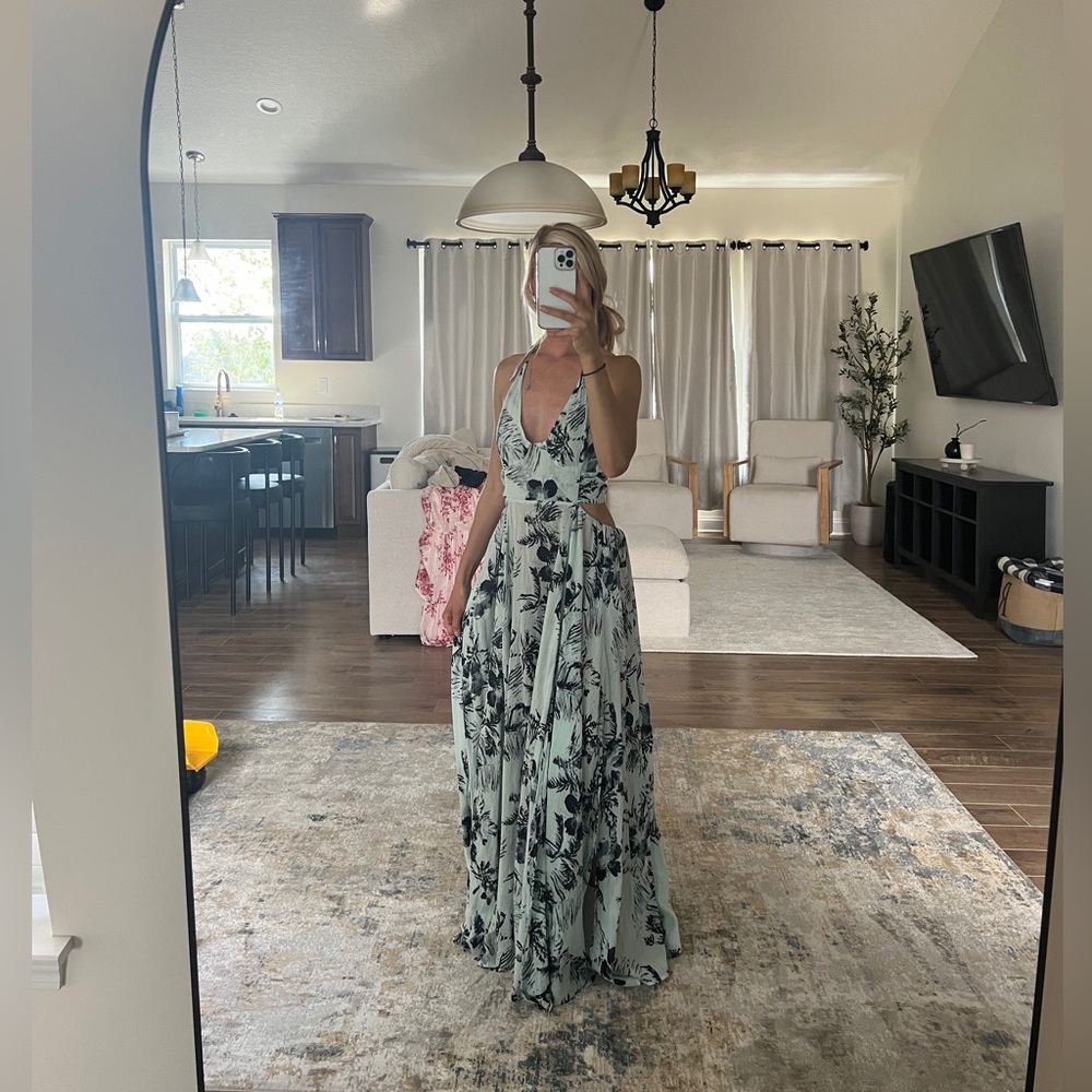 Free people blue floral maxi dress size medium